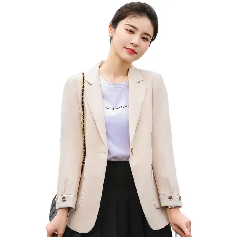 

One button patch pocket notch lapel regular fit designed office suit styles women elegant blazers suit set for ladies