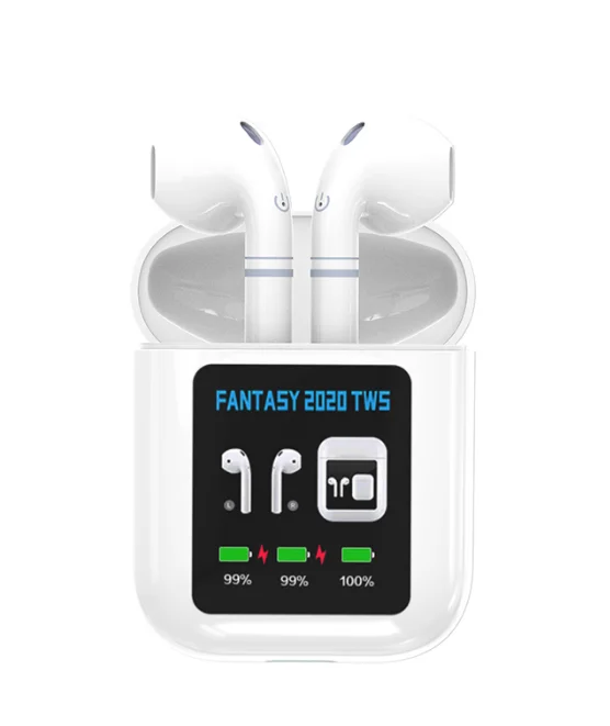 JUCHENG TWS 2020 New Arrival Fantasy 2020 TWS BT 5.0 Earphones Wireless Charging True Stereo Earbuds With LCD Display