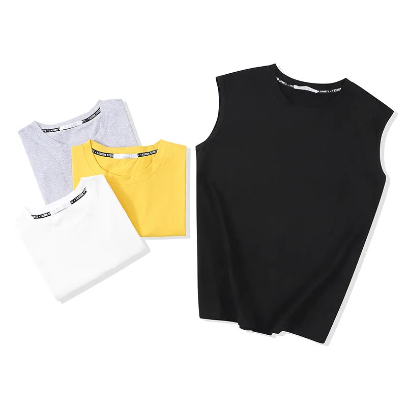 

Cotton Vest For Men Workout Sleeveless T-Shirt Bodybuilding Fitness Sportswear Muscle Singlets Tanktops, 4-colors