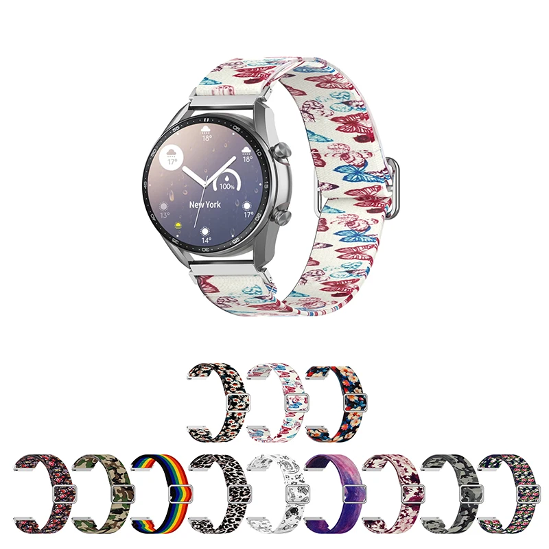 

Nylon braid print elastic wristband for Samsung galaxy watch 3 watch band 20 22mm watch band strap, 12 colors