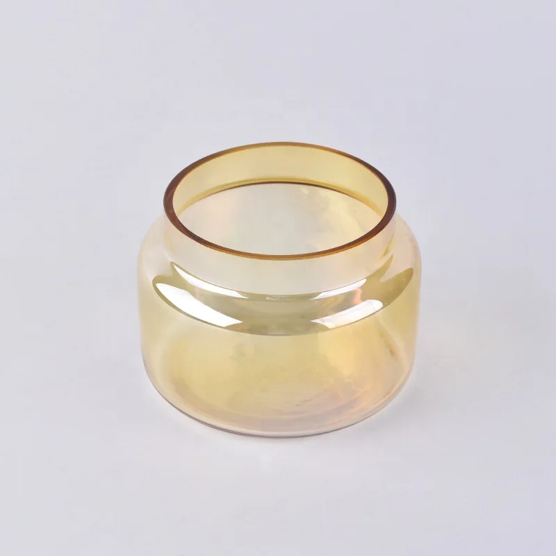 Golden glass candle containers for home decoration