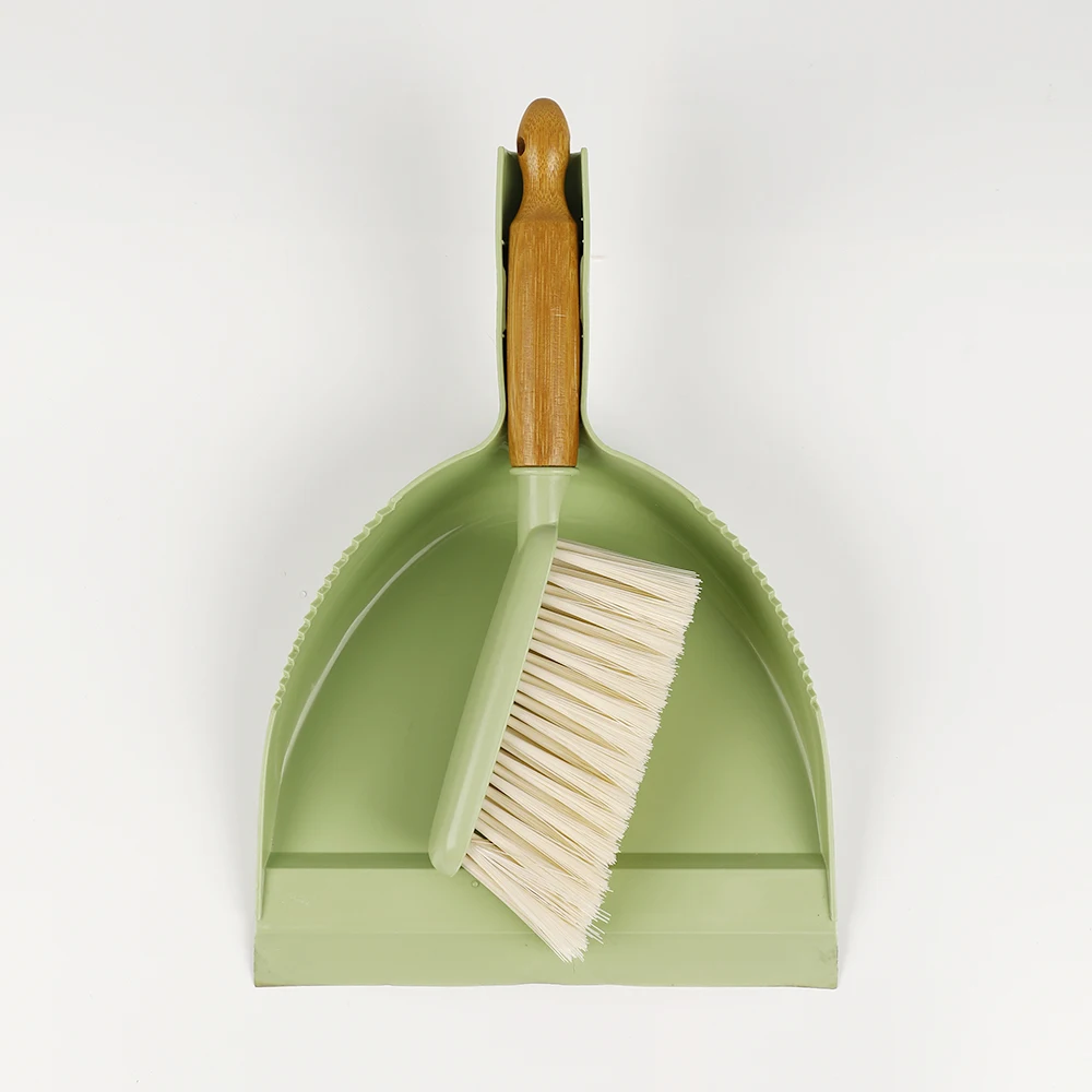 

Eco Friendly Desktop Reusable Bamboo Handle Dustpan & Brush Set, Green