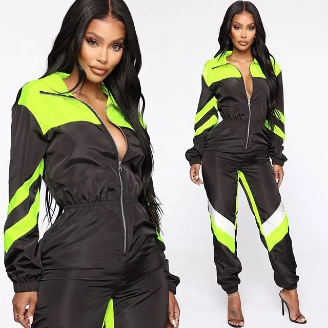 European style women tracksuit one piece sport jumpsuit running sportswear