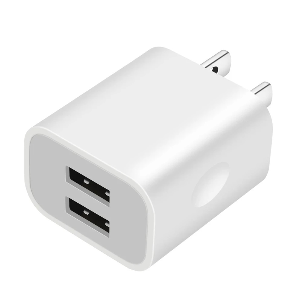 

Wholesale On Stock 5V 2A Fast Charging Dual Port US Plug Power Adapter Cube USB Wall Charger For Phone IOS Android, White