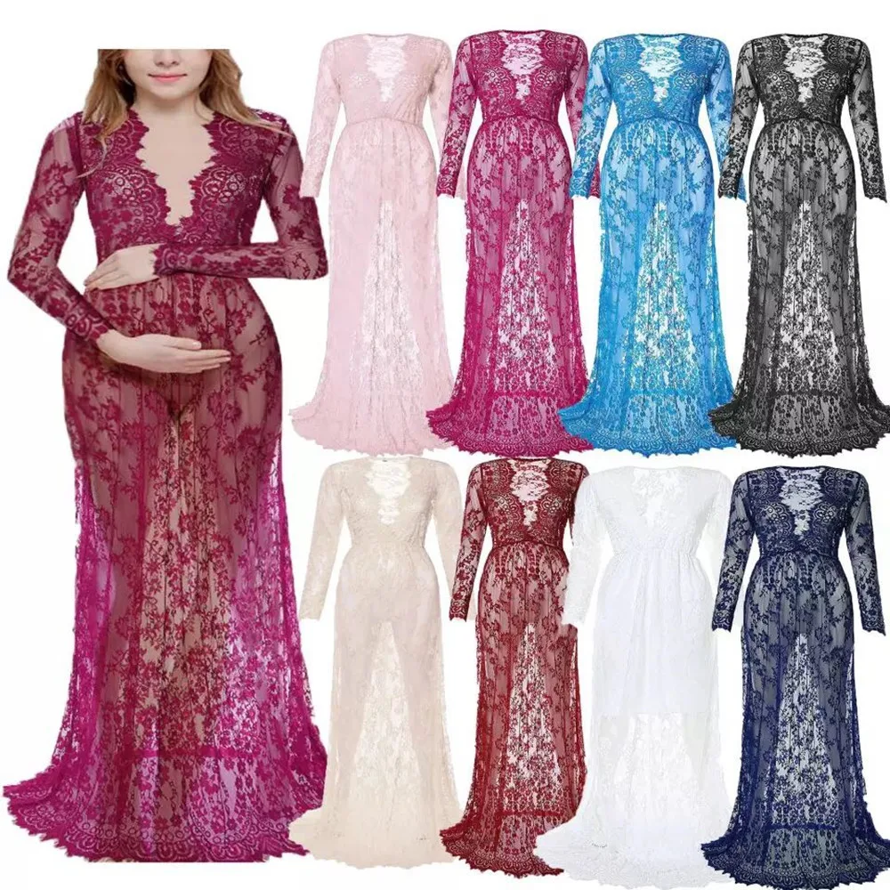 

Fashion Long Sexy Lace Women Photography Dress Maxi Maternity Gown Pregnant Dresses Vestidos