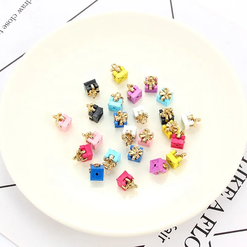 

High Quality Fashion Enamels Charms Gift Small gift box Alloy Pendant Bracelet Necklace Jewelry Accessories Handmade DIY Craft, Picture show