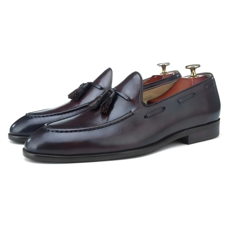 

2022 Custom Men Flat Sole Lazy Tassel Genuine Leather Loafer Shoes Men'S Casual Shoes Men Shoes Wholesale