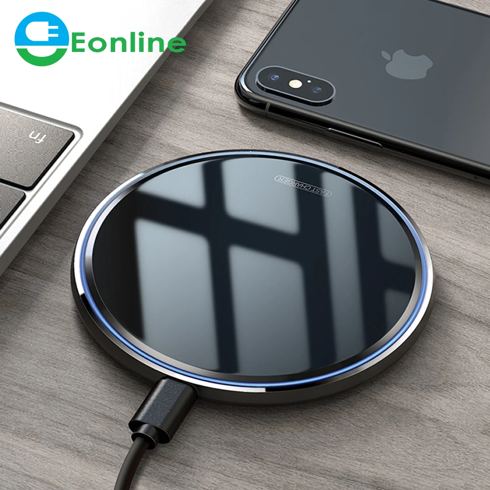 

Eonline 10W Qi Wireless Charger For iPhone X/XS Max XR 8 Plus Mirror Wireless Charging Pad For Samsung S9 S10+ Note 9 8, Black/white