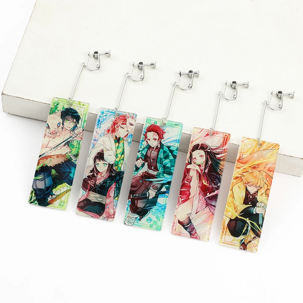 

2021 New Style Cosplay Demon Slayer Kimetsu No Yaiba Earrings For Women Girls Anime Product Jewelry