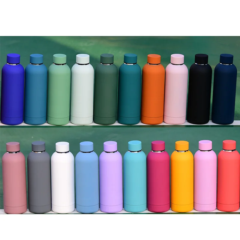 

Wholesale 500ml customized logo water bottle stainless steel water bottle cold and hot bottles mugs with lid insulated flask