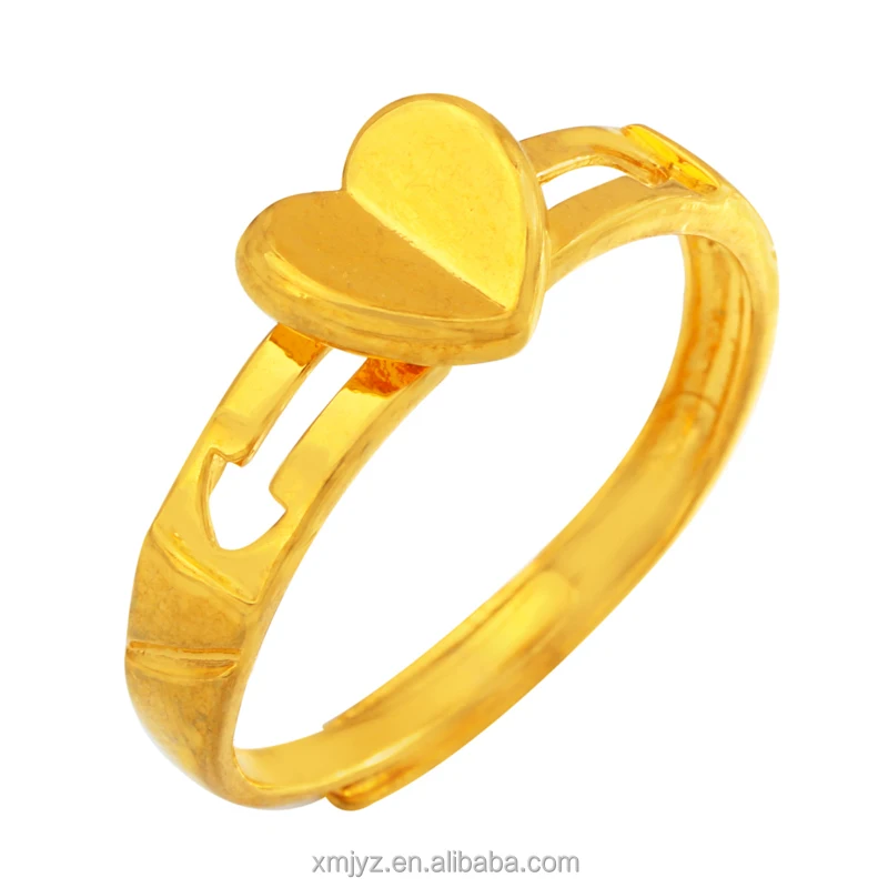 

Original Single Foreign Trade Classic Fashion Brass Gold-Plated Shiny Love Heart Simple Temperament Wild Fashion Ring Female