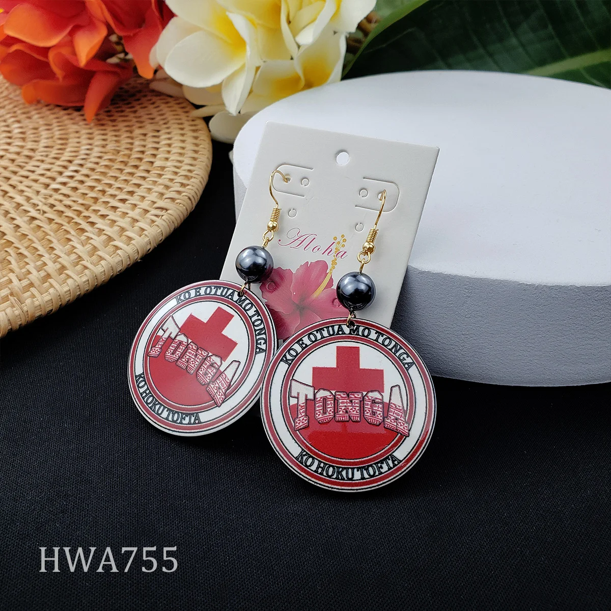 

Hawaiian fashion geometric TONGA pearl Earring custom earrings