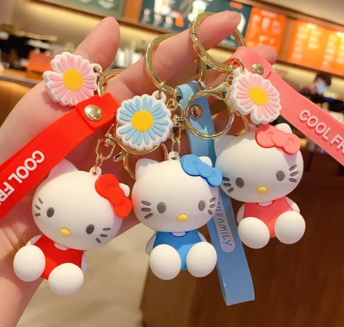 

free shipping Hello kitty Hellokitty KT cat Keychain key ring elegant lanyard girl woman backpack ornament charms, Colorful