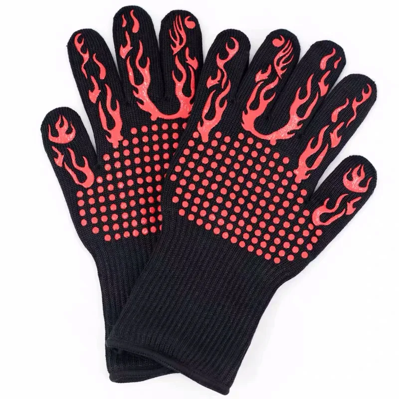 

Heat Resistant Cut-Resistant Grill Non-Slip Silicone Kitchen BBQ Safe Oven Mitt Cooking Gloves, Customized color