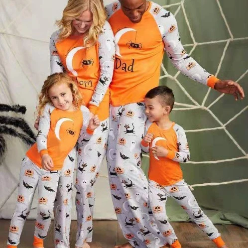 

Personalized 2020 Newest Style Halloween Pumpkin Family Pajamas Sets Orange Splice Household Pajamas