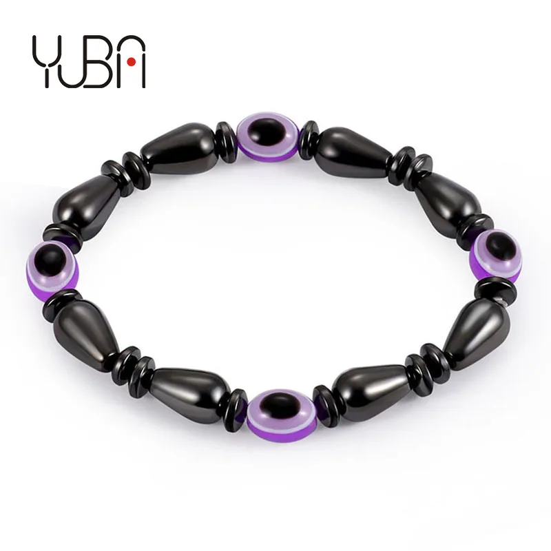 

Water drop black magnet bracelet Eye Flat beads bracelets DIY hiphop jewelry, As show