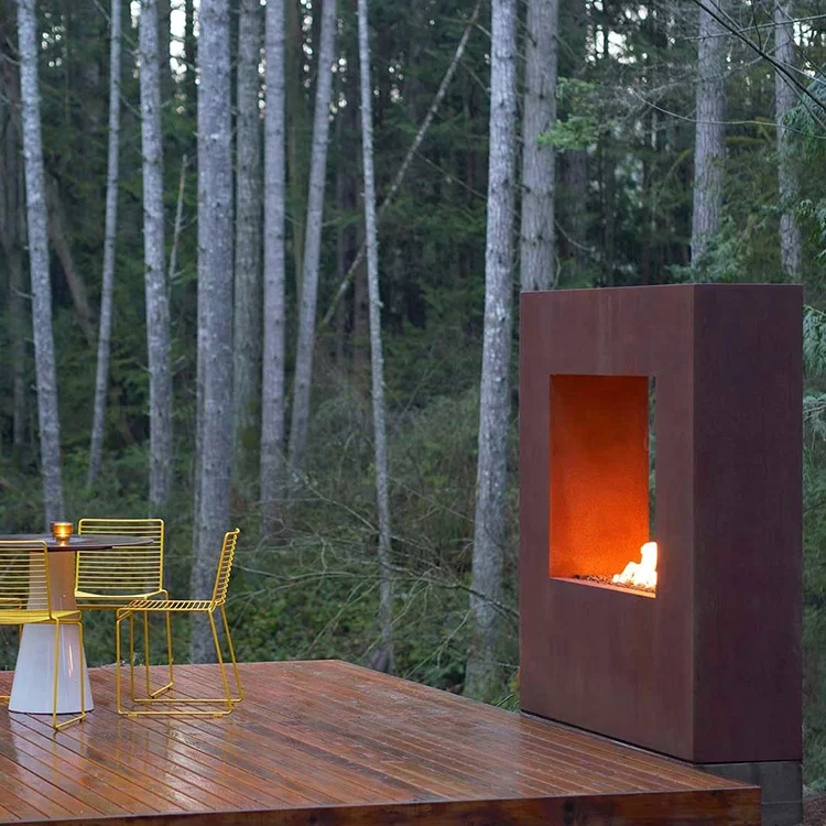 

Rusted Finish Outdoor Corten Steel Fireplace for Garden Yard