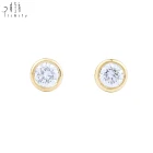 Hot Sale Daily Wear Simple Bezel Setting Diamond Stud Earring 18K Pure Gold Earring Jewellery