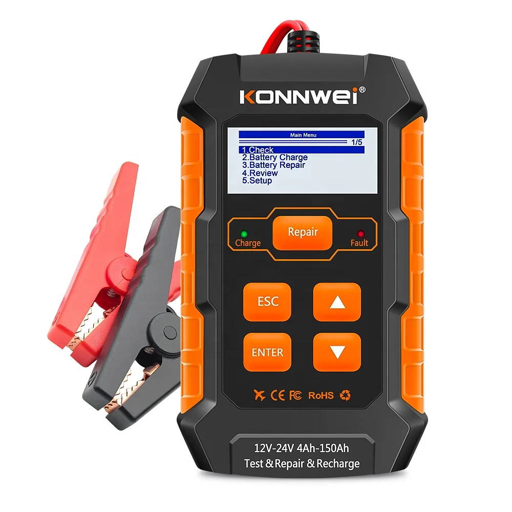 

KONNWEI KW520 Automobile Battery Detector Repair Charging Analyzer Support for 12V 24V Battery Capacity Tester