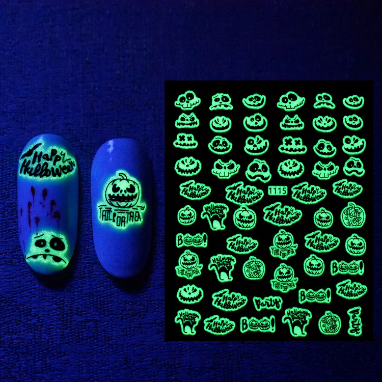 

Customized New designs 3d halloween nail art sticker for girls, Colorful