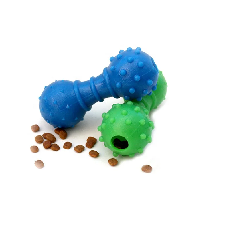 

Dog Toy Barbell Leakage Food Feeder Treat Chew Toy Interactive Dog Chew Toys