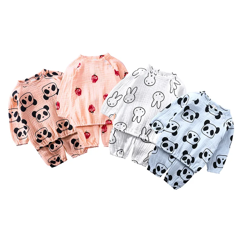 

New Fashion Infant Boys And Girls Spring And Autumn Sleepwear Suit Boutique Baby Boys Girls Cartoon Printed 2 Pcs Leisure Wear