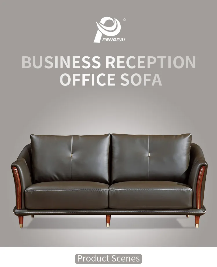 Pengpai Gunine Leather 3 Set Sofas Chesterfield Modern Indoor Waiting Room Sofa