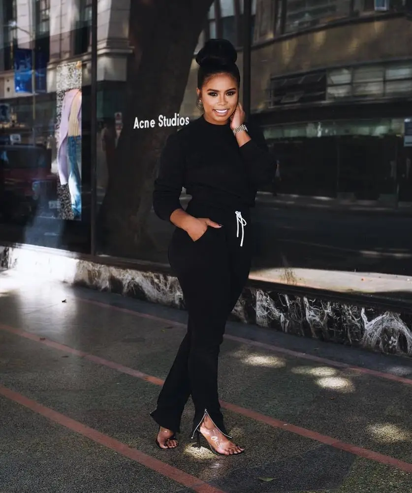 

GC-20091646 Wholesale Ladies 2 Pcs Long Sleeve Skinny Stitching Yoga Plus Size Two Piece Autumn Women Sweatsuit Set, Custom color