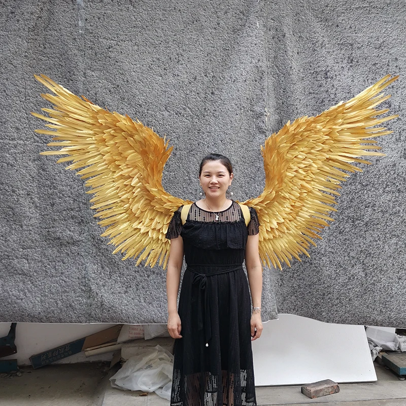 

Golden feather wings angel wing model catwalk show party performance costume photography wall cosplay HALLOWEEN party prop