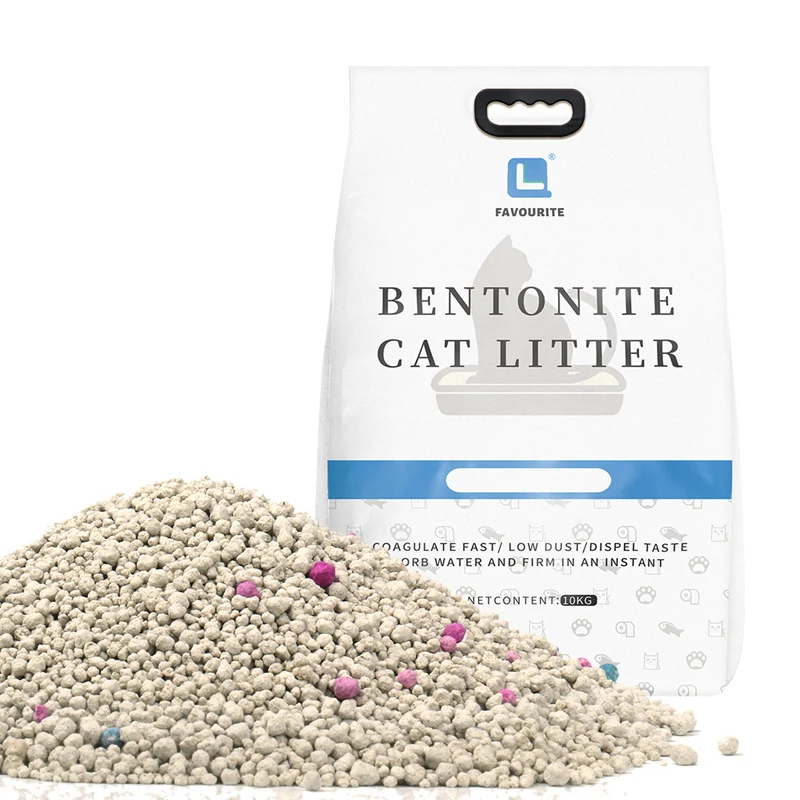 

china factory OEM Highly Absorbent fast clumping dust free colour Bentonite Cat Litter sand With Scent, Grey