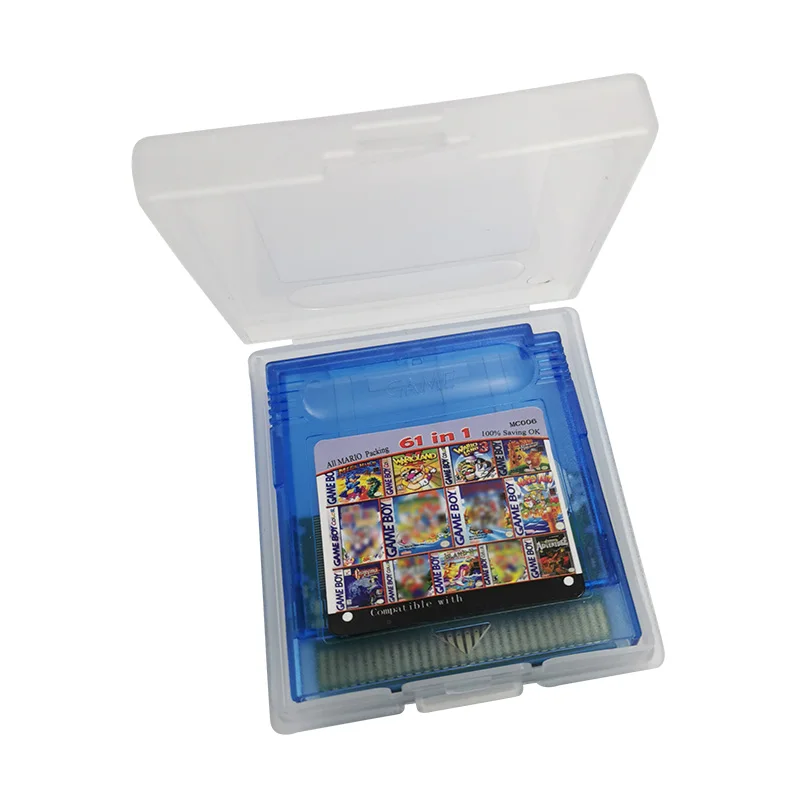 

61 in 1 Video Game Cartridge English Language Version Transparent blue