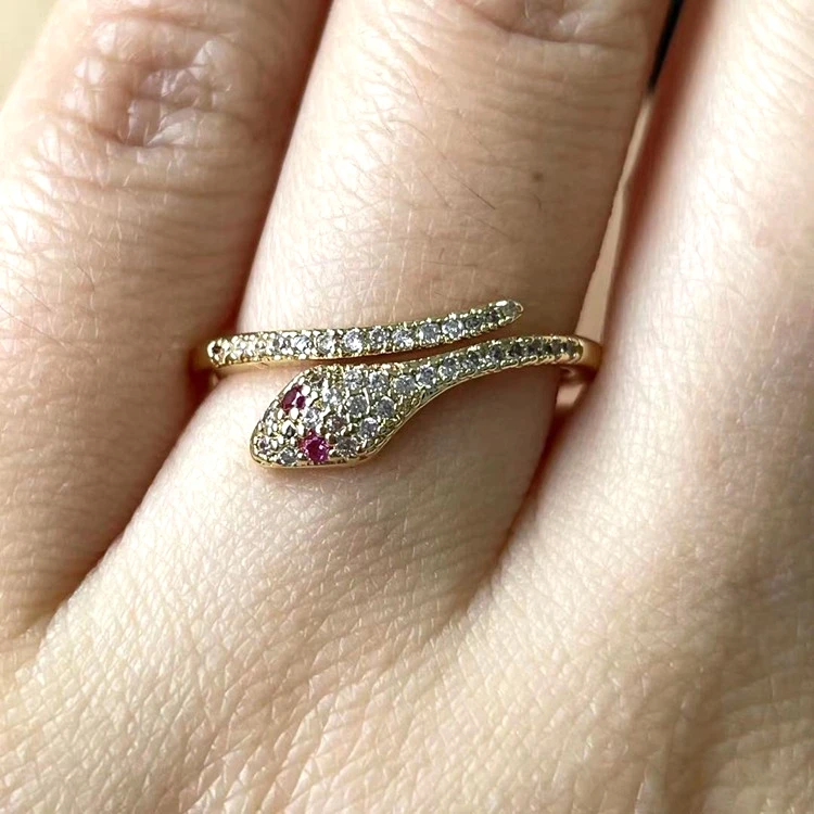 

Jialin Jewelry bling bling custom snake ring women luck charm gold plated jewelry