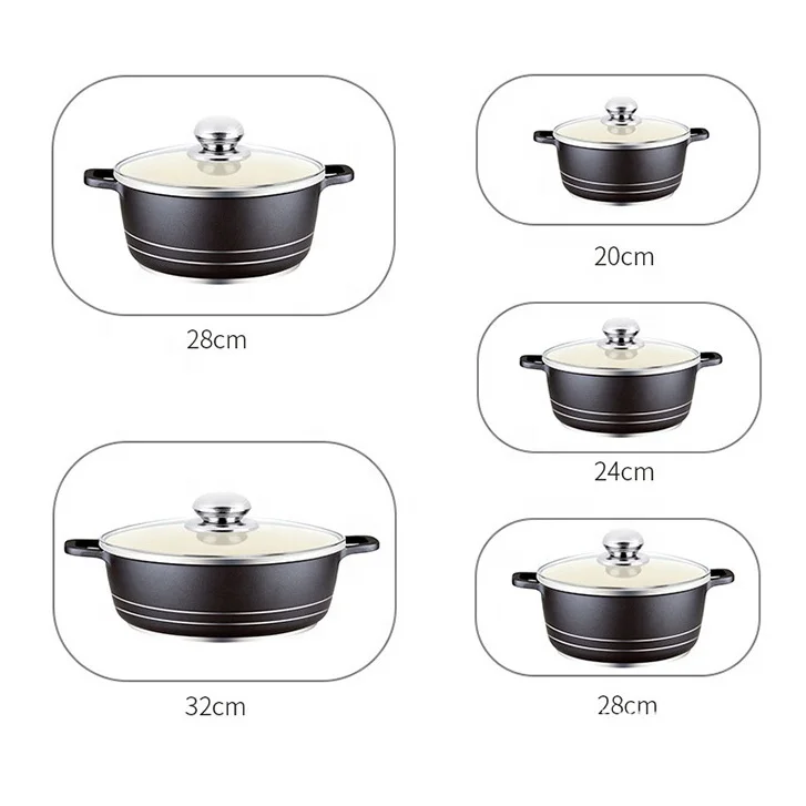 

customized steel lid desini kitchen 10 pieces soup aluminum non stick cookware sets
