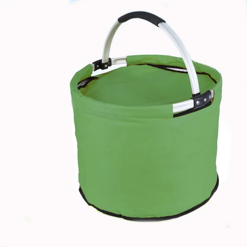 

Eco-friendly picnic basket with cooler,Large picnic cooler Circles bag,Green Foldable Picnic Basket with Aluminum Handle