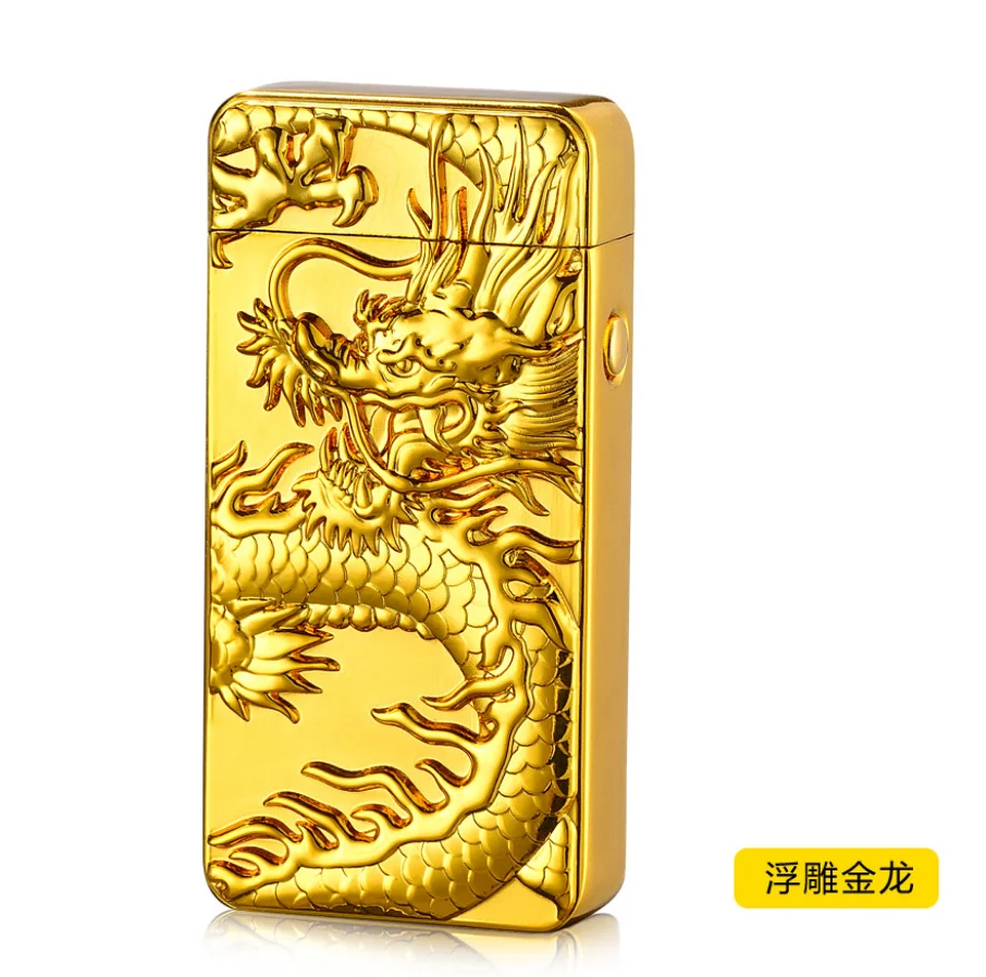 

Embossed dragon usb dual arc lighter charging windproof personality creative man impulse electronic cigarette lighter gift
