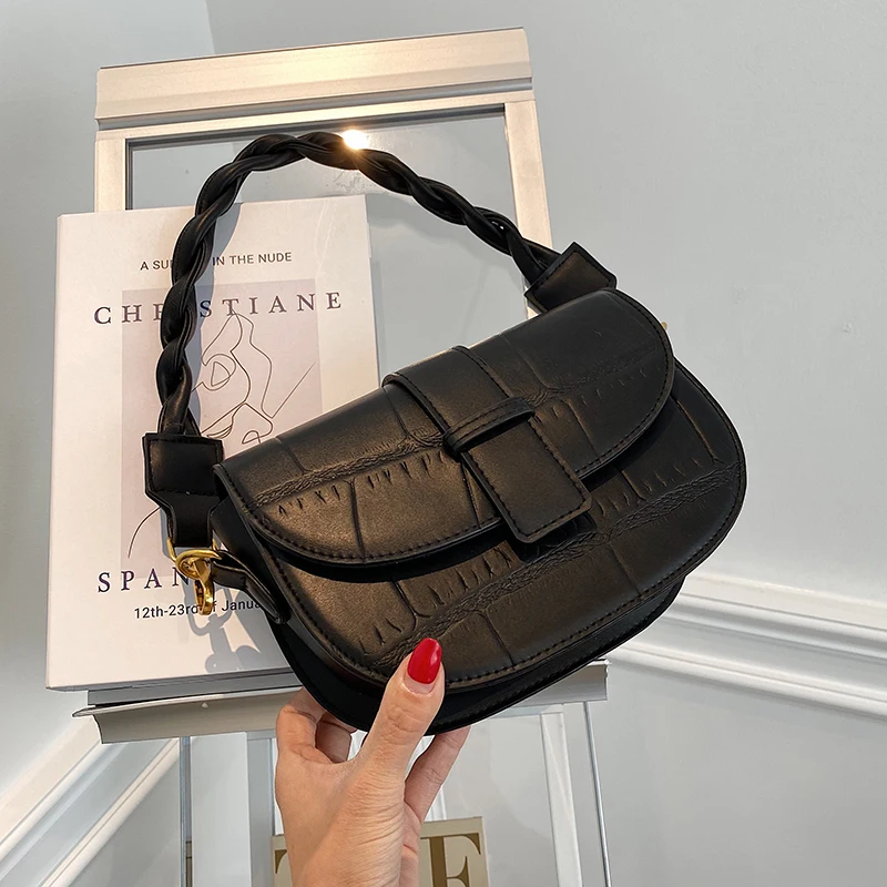 

2021 Luxury Trending Branded Small Leather Handbag PU Leather Ladies Saddle Bag Women Shoulder Purses