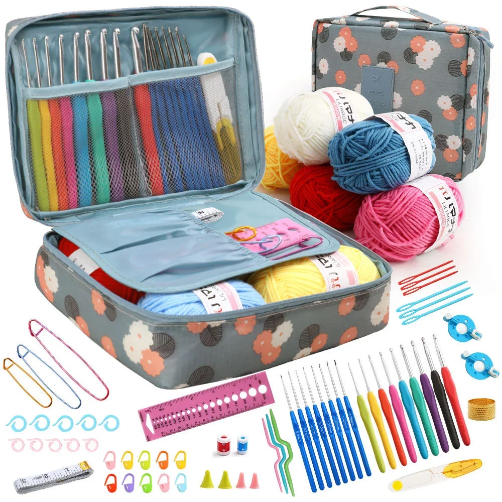 

Hot selling Crochet Hook Set with Case 67 Pcs Crochet Kit with Yarn Crochet Kits