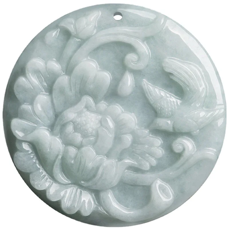 

Natural Myanmar Fake Jadeite Pendant Peony Flower Jade Jewelry Factory Live Delivery FC1022211
