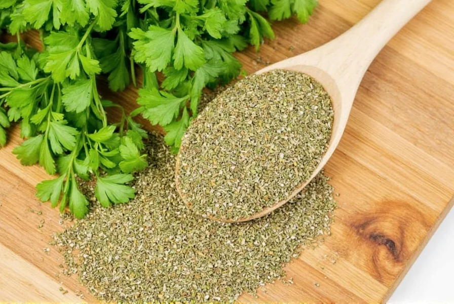 Mix of various spices including coriander on a wooden table