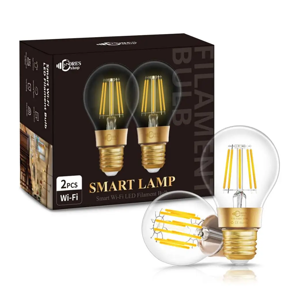 Amazon Alexa Echo Voice Control Smart Globe Bulb 8W 10W Tuya WIFI Smart LED Dimmable Filament Bulb