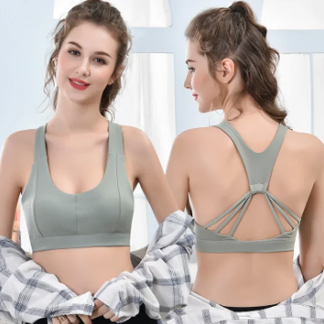 

2020 new shockproof back sports bra parachute yoga sports bra