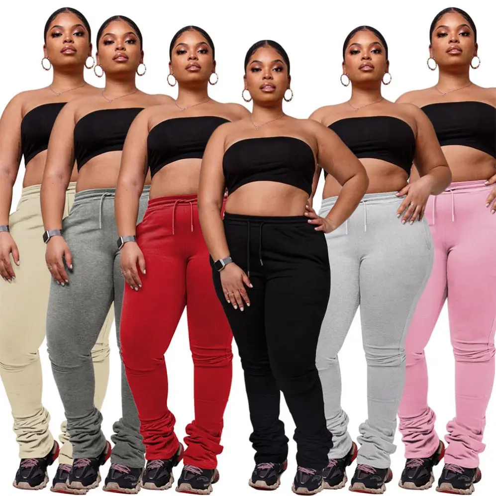 

Winter Clothing For Women Stacked Sweatpants Fashion Jogger Stacked Leggings Casual Stacked Leg Pants