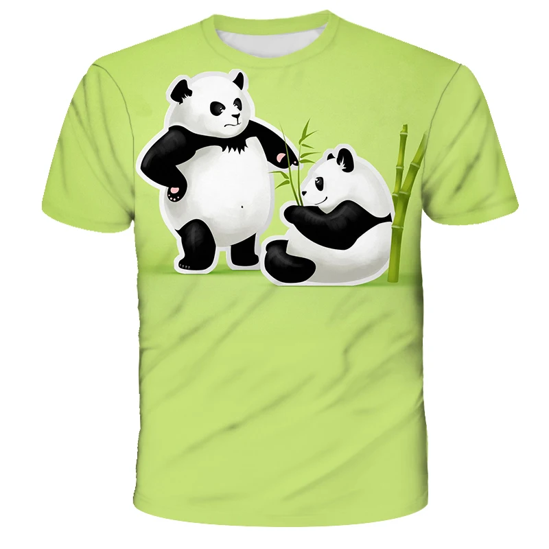 

Two pandas with fluorescent green 3D Sublimation T Shirts