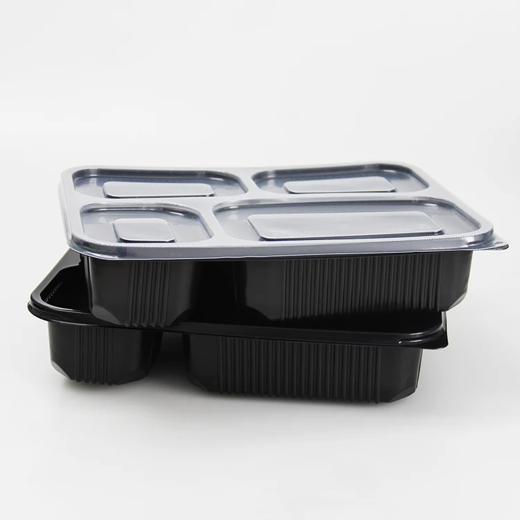 

New Style Disposable 4 Compartment Lunch Dinner Pp Plastic Storage Food Box With Cover Custom Logo, White,clear,black or customize
