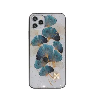 

2021 Nordic style ginkgo biloba for iPhone11pro gold foil epoxy mobile phone protective cover all-inclusive silicone, 2 color