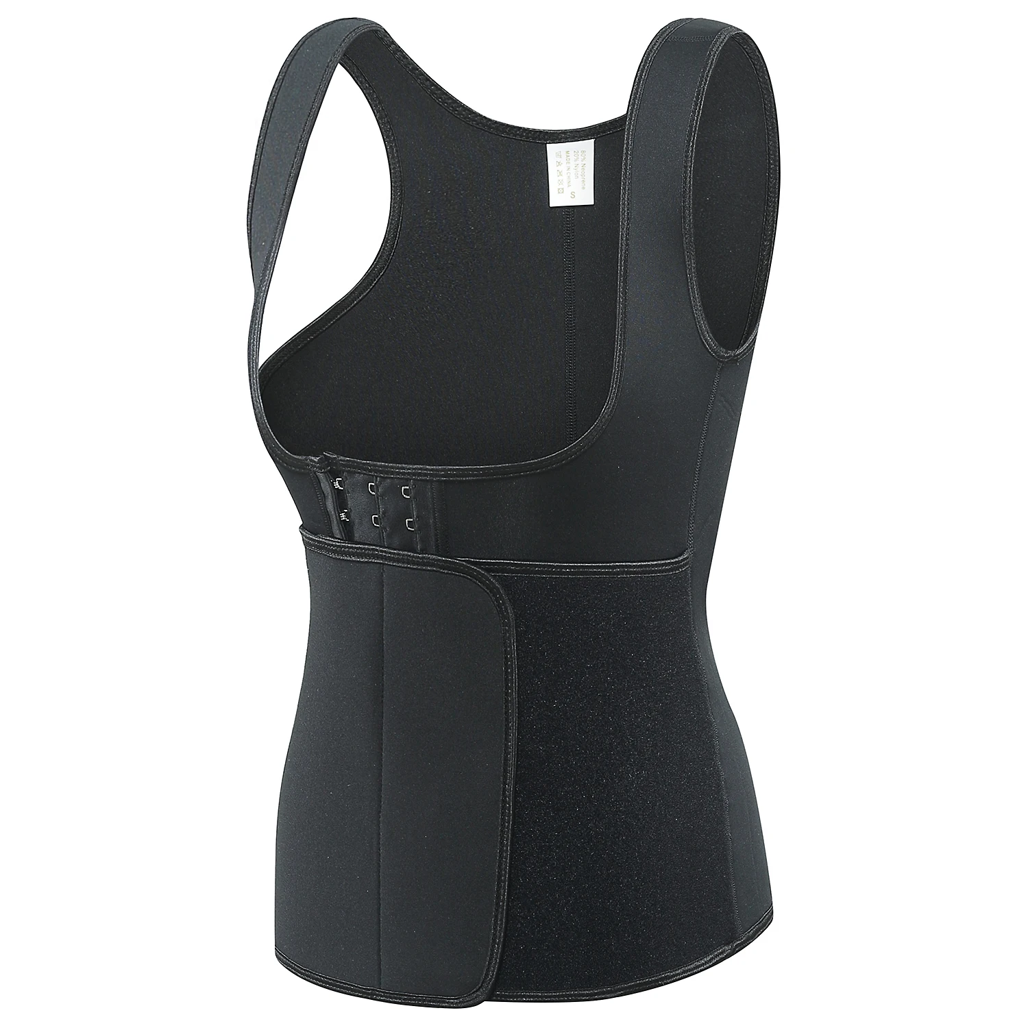 

Wholesale Workout Unisex Custom Logo Hook Slimming Neoprene Waist Trainer Vest, Black