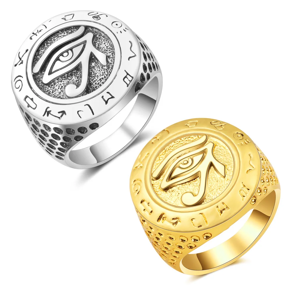 

Novelty jewelry Eye of Horus alloy rings mens hip hop gifts finger ring, Customized colors