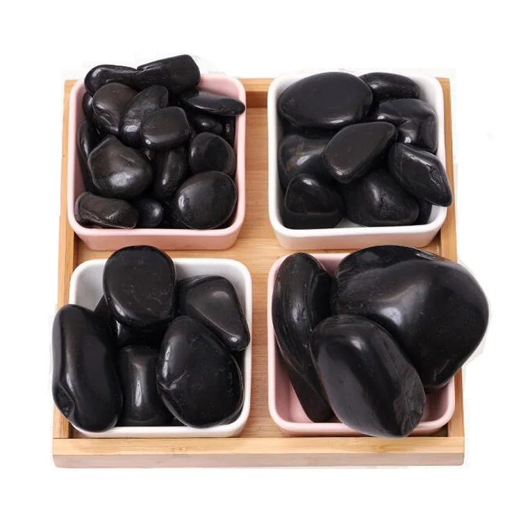 
SynHua Manufacturer High polished pebbles black river garden pebble for sale 
