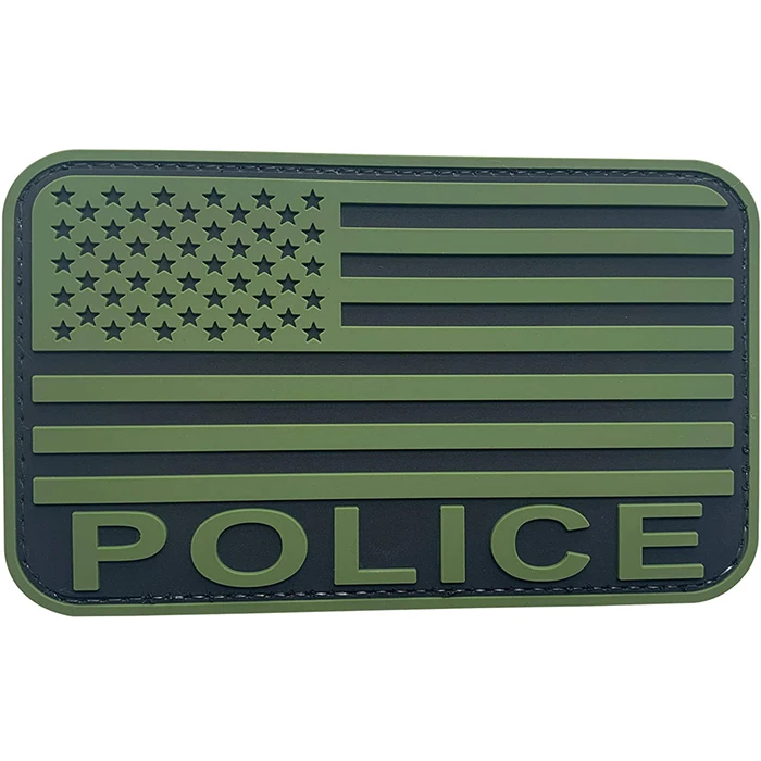 

High Grade PVC Rubber Washable Green PVC USA Flag Police Patch Law Enforcement Tactical Rubber Patch, Custom color