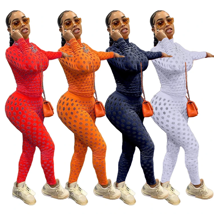 

D96719 Two piece set casual style hollow out women sexy 2 piece set clothing fashion 2021 two piece set